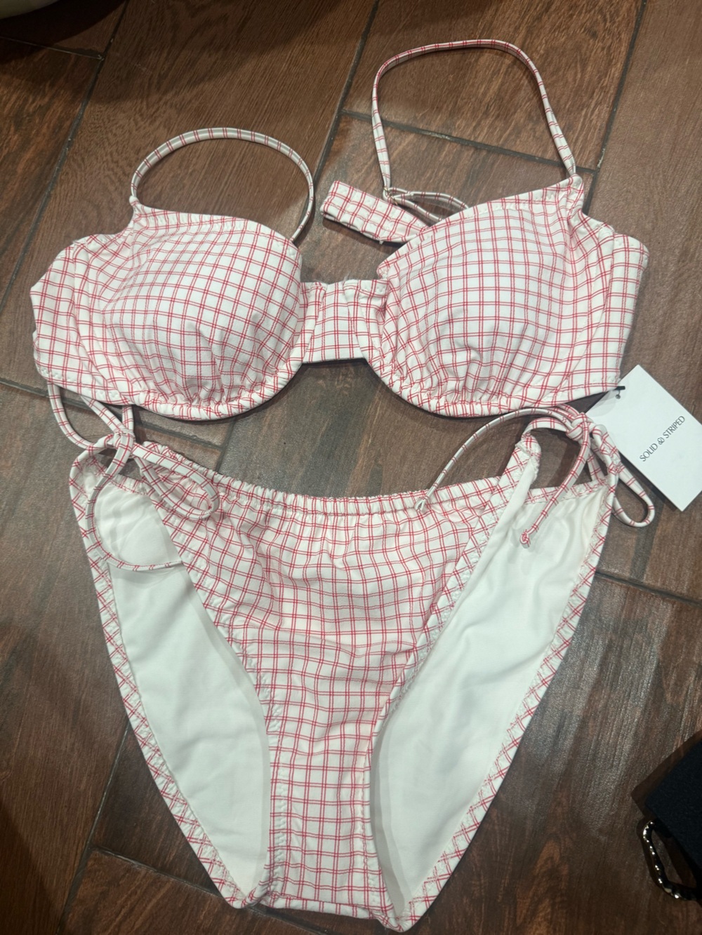 Solid & Striped - Red & White Plaid Two-Piece Bikini XL NWT